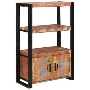 vidaXL Knjižna omara z vrati Rjava Masivno obnovljeno les in kovina