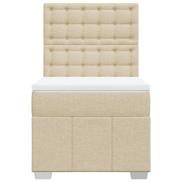 vidaXL Box spring postelja z vzmetnico krem 90x200 cm blago