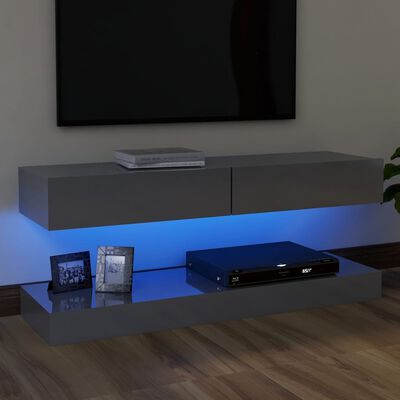 vidaXL TV omarica z LED lučkami visok sijaj siva 120x35 cm