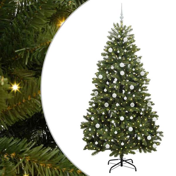 vidaXL Umestno božično drevo med 300 LED Zelena 210 cm PVC in kovina