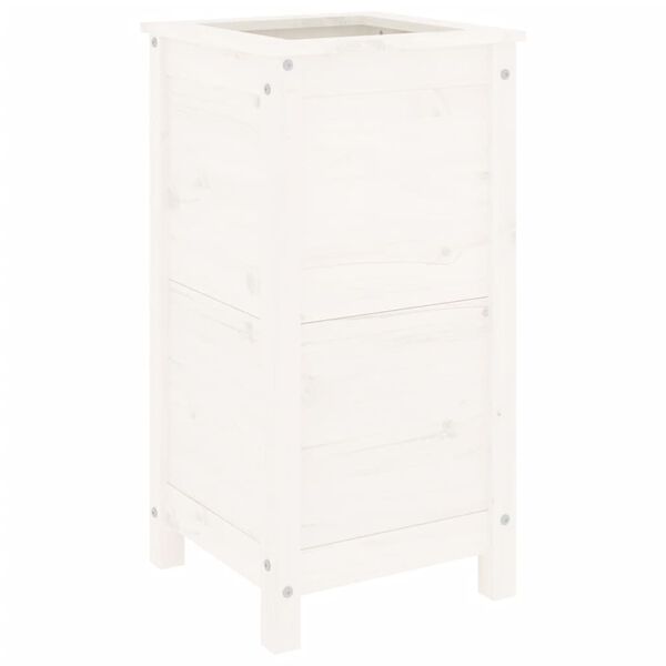 vidaXL Vrtno cvetlično korito belo 40x40x78 cm trdna borovina