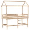 vidaXL Posteljni okvir z lestvijo in streho 90x190 cm borovina
