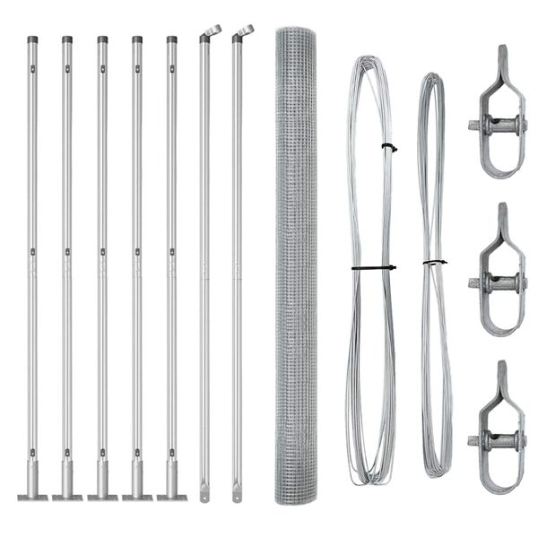 vidaXL Steber ograje. srebrna 10 x 1,6 m (16 x 16 mm mreža) Jeklo