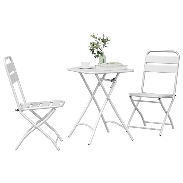 vidaXL Bistro komplet 3 pcs Bela Jeklo