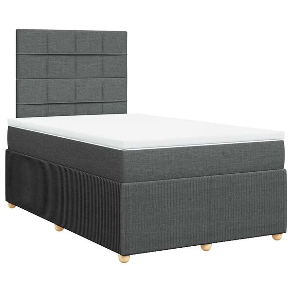 vidaXL Box spring postelja z vzmetnico temno siva 120x190 cm blago