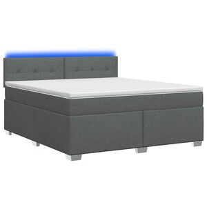 vidaXL Postelja s pomičnim okvirjem, vzmetnico in LED Temno siva Blago