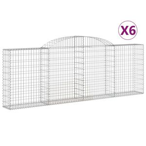vidaXL Obokana gabionska ko&scaron;ara 6kos 300x30x100/120cm pocinkano železo