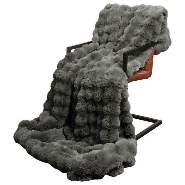 vidaXL Dežnik iz umetnega zajčjega krzna 4 pcs Temno siva 240 x 270 cm