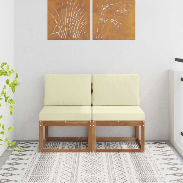 vidaXL 2 Kos Srednji zunanji kavč Masiven les akacije