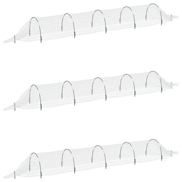 vidaXL Tunel iz mreže 3 kosi 1,5x5 m steklena vlakna in PP