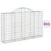 vidaXL Obokana gabionska ko&scaron;ara 11 kos 200x30x120/140cm cinkano železo