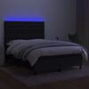 vidaXL Box spring postelja z vzmetnico LED črna 140x200 cm blago