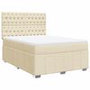 vidaXL Box spring postelja z vzmetnico krem 140x190 cm blago
