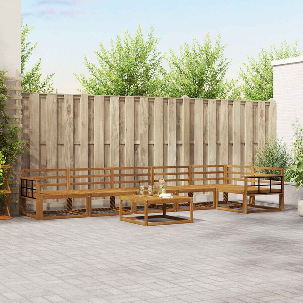 vidaXL Zunanja garnitura za sedenje 7 pcs Naravna Masiven les akacije