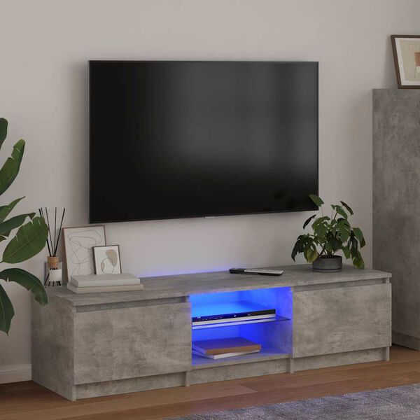 vidaXL TV omarica z LED lučkami betonsko siva 140x40x36 cm