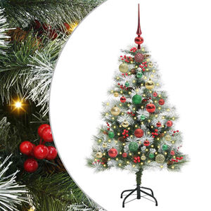 vidaXL Umestno božično drevo z LED lučmi Zelena in bela 120 cm