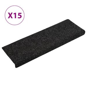 vidaXL Preproge za stopnice samolepilne 15 kosov 65x21x4 cm črne pravokotne robove