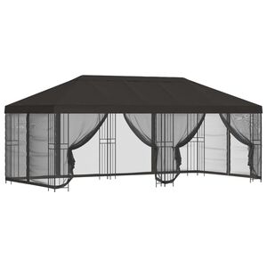 vidaXL Paviljon s stenami 6 x 3 m Antracit Poliester in jeklo 190 gsm