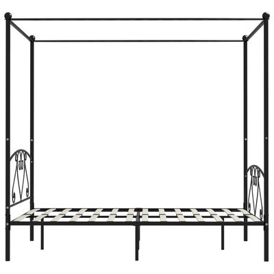 vidaXL Posteljni okvir z ogrodjem za baldahin črn kovinski 160x200 cm