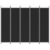 vidaXL Paravan 5-delni 250x200 cm črno blago