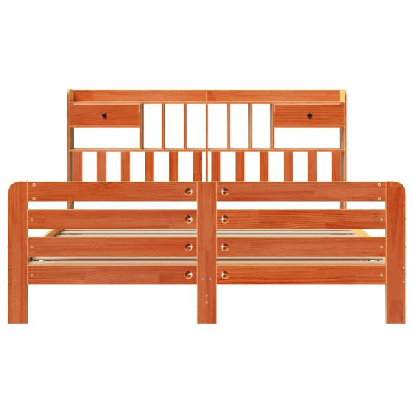 vidaXL Knjižna postelja brez vzmetnice vo&scaron;č. rjava 200x200 cm borovina