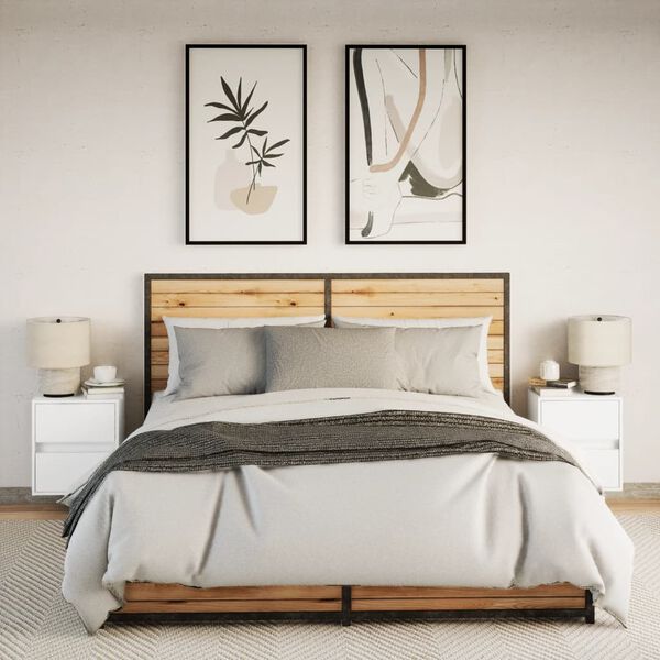 vidaXL Stenska nočna omarica z LED lučkami 2 kosa bela