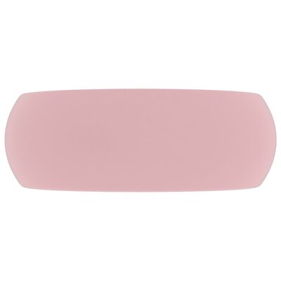 vidaXL Razkošen umivalnik okrogel mat roza 40x15 cm keramičen