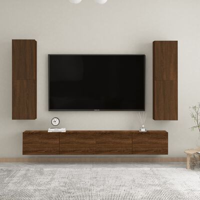 vidaXL Stenska TV omarica 2 kosa rjav hrast 30,5x30x110 cm