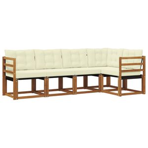 vidaXL Zunanja garnitura za sedenje 5 pcs Naravna in svetlo siva