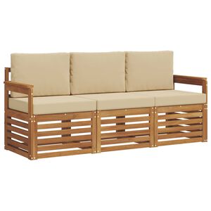 vidaXL Sedežne garniture 3 pcs Naravna in bež Masiven les akacije