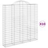 vidaXL Obokane gabion ko&scaron;are 10 kos 200x30x200/220 cm pocinkano železo