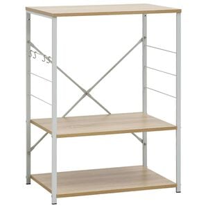 vidaXL Omarica za mikrovalovno pečico bela in hrast 60x39,6x79,5 cm