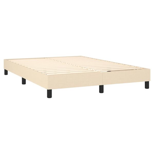 vidaXL Box spring postelja z vzmetnico krem 140x190 cm blago