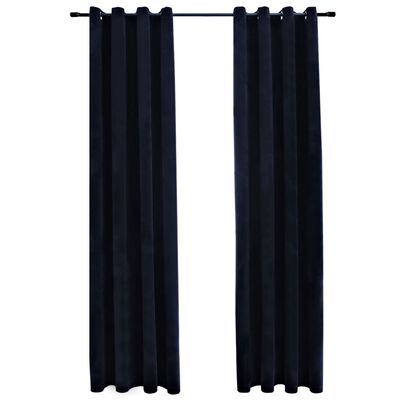 vidaXL Zatemnitvene zavese z obročki 2 kosa žamet črne 140x175 cm
