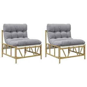 vidaXL Zunanji sedeži z blazino 2 pcs Svetlo siva Jeklo