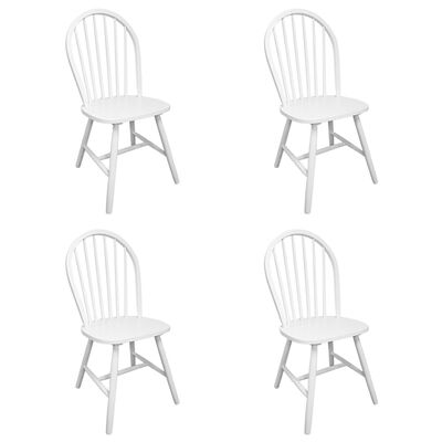vidaXL Jedilni stoli 4 kosi beli iz trdnega kavčukovca