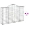 vidaXL Obokana gabionska ko&scaron;ara 20 kos 200x30x120/140cm cinkano železo