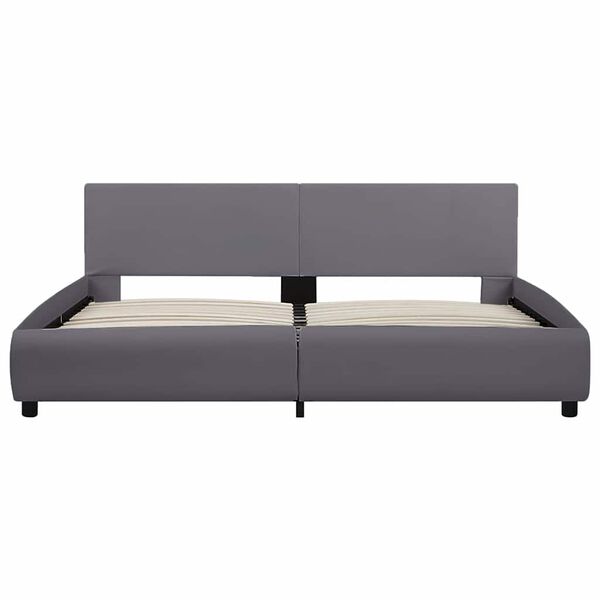 vidaXL Posteljni okvir LED sivo umetno usnje 180x200 cm