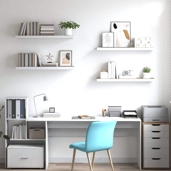 vidaXL Stenske police 4 kosi hrast in bele 80x23,5x3,8 cm MDF