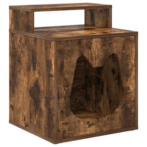vidaXL Mačja hi&scaron;a Dimljen hrast 42,5 x 40 x 53,5 cm Inženirski les