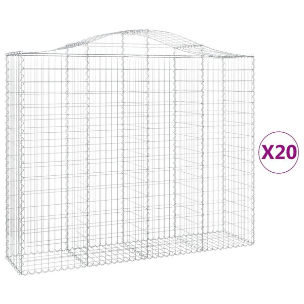 vidaXL Obokane gabion košare 20kosi 200x50x160/180 cm pocinkano železo