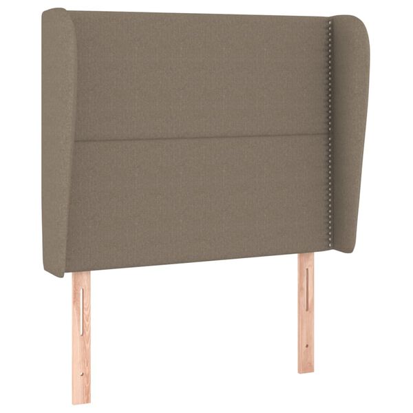 vidaXL Vzglavje z u&scaron;esi taupe 93x23x118/128 cm blago