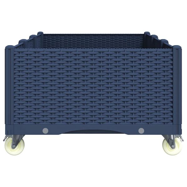 vidaXL Cvetlično korito s kolesi modro sivo 150x80x54 cm PP