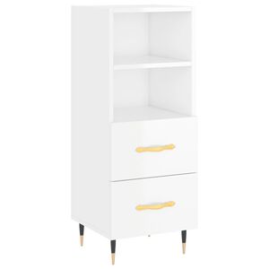vidaXL Komoda visok sijaj bela 34,5x34x90 cm inženirski les