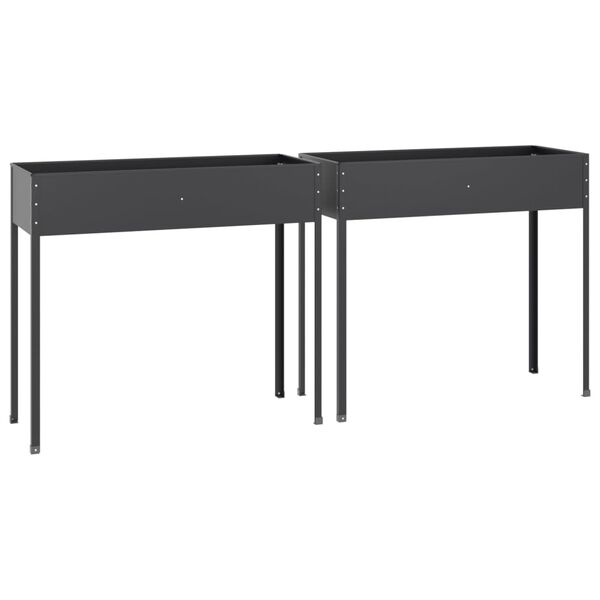 vidaXL Vrtna visoka greda 2 kosa antracit pocinkano jeklo