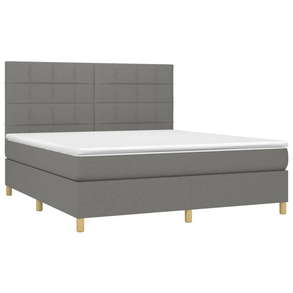 vidaXL Box spring postelja z vzmetnico temno siva 160x200 cm blago