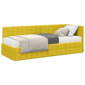 vidaXL Kotni okvir postelje z matrico 2 kos Rumena 80 x 200 cm Žamet