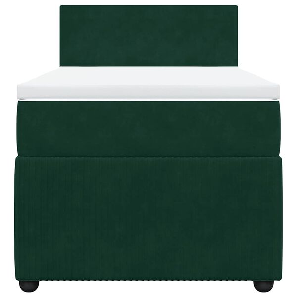 vidaXL Box spring postelja z vzmetnico temno zelena 90x200 cm žamet