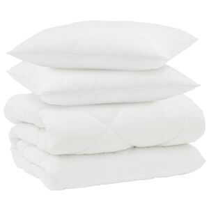 vidaXL Zimska posteljnina z blazino 3 pcs Bela Mikrovlakna