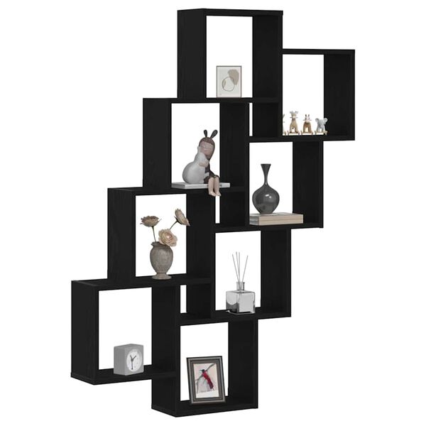 vidaXL Stenska polica s polico Črna Orehovina 90 x 15 x 119,5 cm